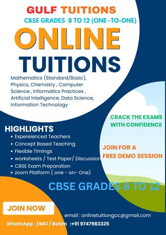 TUITION CBSE ** G-8,9,10,11,12 : IMO/ WhatsApp : +91 9747983325 []OM]