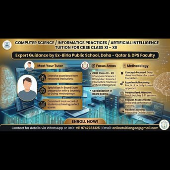 TUITION  CS/IP/AI  CBSE G- 11,12 []1-2-1]   IMO/ Whats+91  9747983325  []M] photo 1