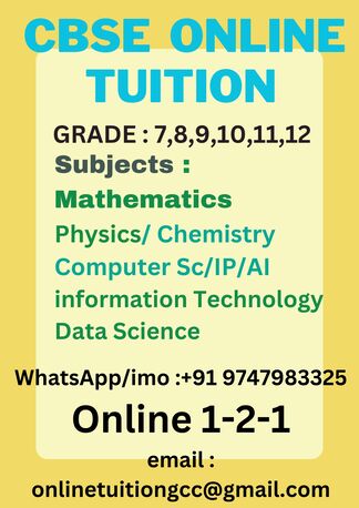 Tuition COMPUTER/ IP / AI G-11,12  IMO/WhatsApp **: +91-9747983325 (om*)