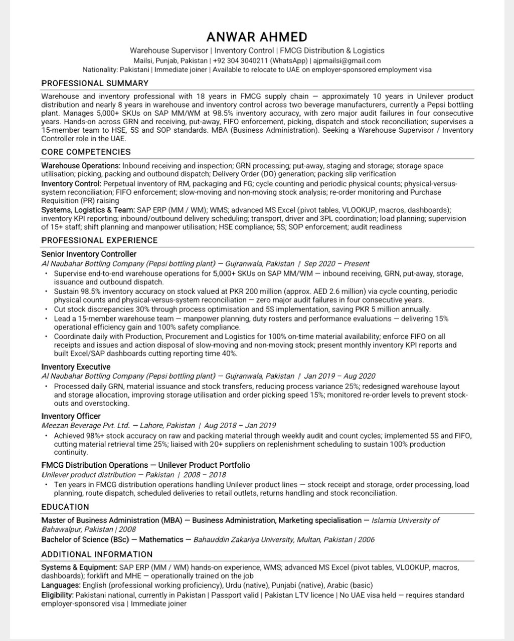 Looking Warehouse /Supplain Chain/Inventory Officer Jobs